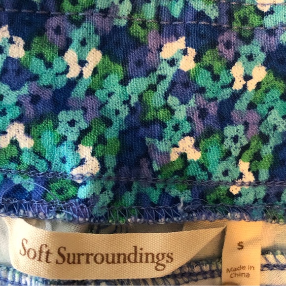 Soft Surroundings Super Stretch Capri Pant Floral Blue Teal White Size S - Picture 9 of 10